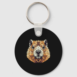 Geometric Art Groundhog Groundhogs Key Ring