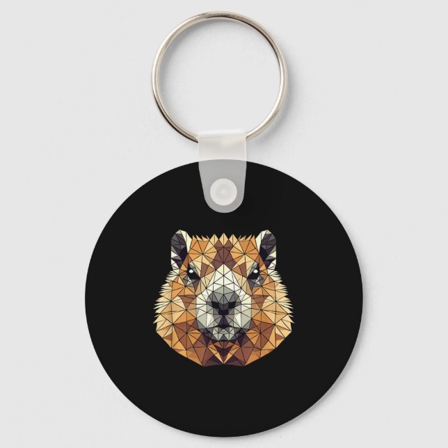 Geometric Art Groundhog Groundhogs  Key Ring (Front)