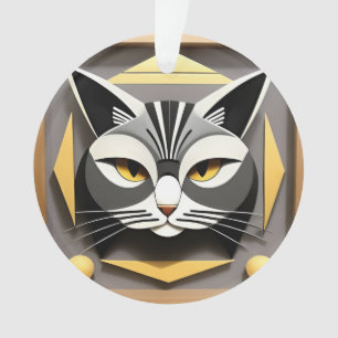 Geometric Art of a Stylised Cat Abstract Design Ornament