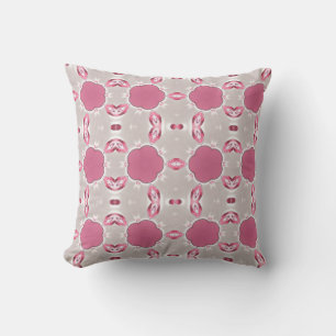 Geometric art pattern pink grey off-white pillow