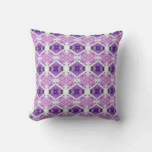 Geometric art pattern purple pink white pillow