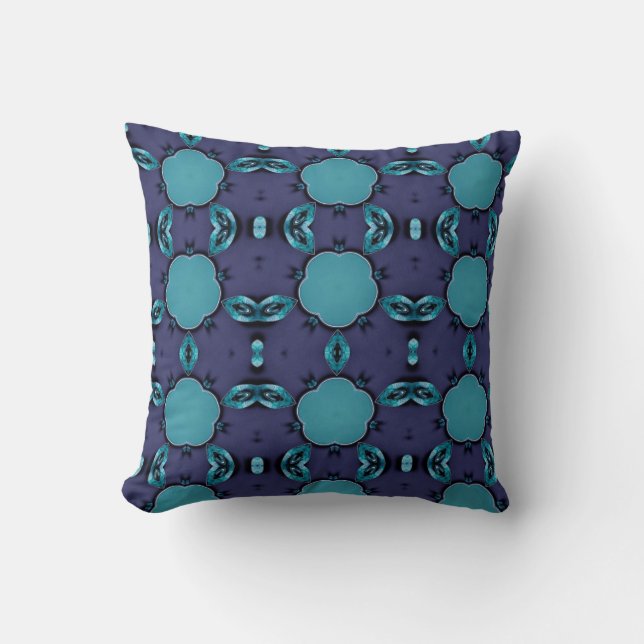 Geometric art pattern teal mauve cushion (Front)