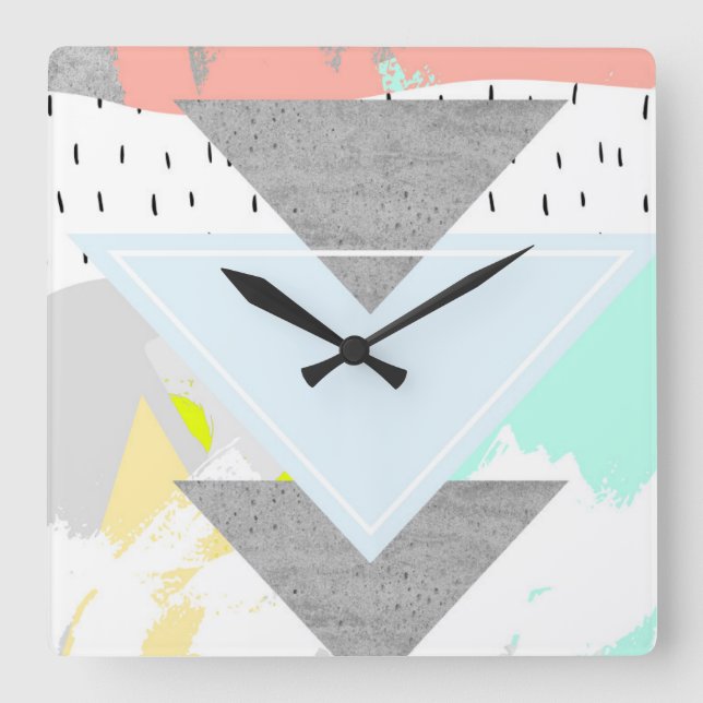 Geometric Art Print Square Wall Clock (Front)