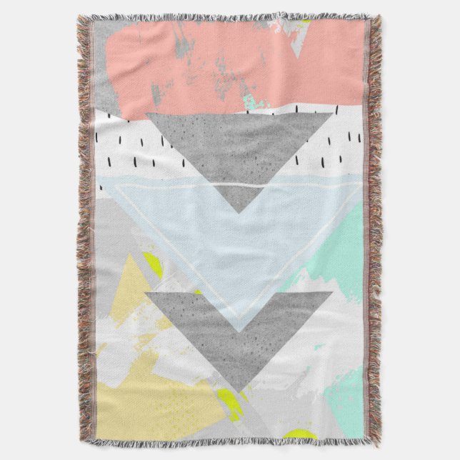 Geometric Art Print Throw Blanket (Front Vertical)