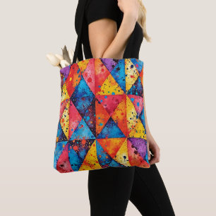 Geometric Art: Vibrant Chaos Tote Bag