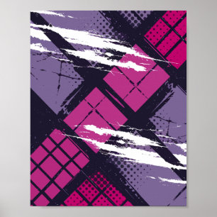 Geometric Art with Magenta & Purple Tones Poster