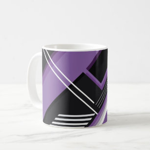 Geometric Art with Purple, Black, & White Shapes Coffee Mug