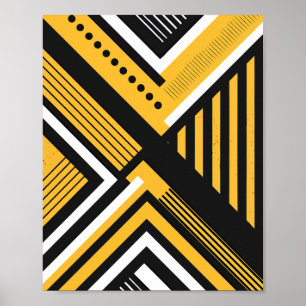 Geometric Art with Yellow, Black, & White Shapes Poster