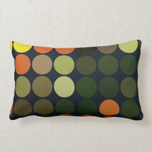 Geometric Art Yellow, Orange, Green Circles Lumbar Cushion