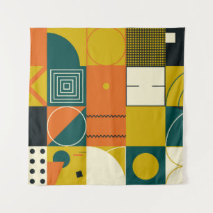 Geometric artwork design with simple shapes and fi tapestry