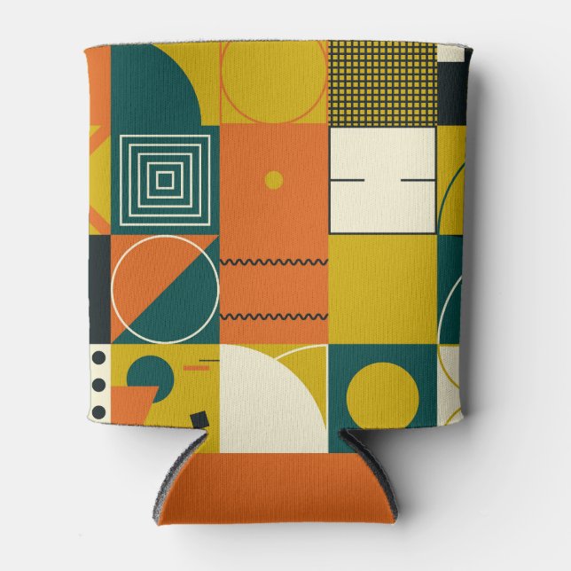 Geometric artwork: simple shapes design. can cooler (Front)