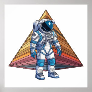 Geometric Astronaut Adventure Poster
