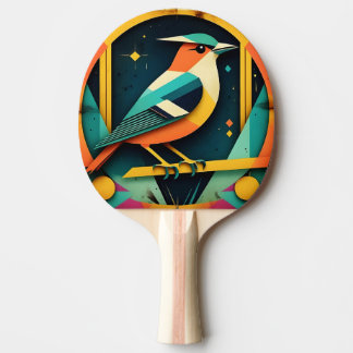 Geometric Avian Art Ping Pong Paddle