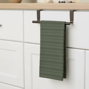 Geometric Aztec Olive Green Striped Tea Towel