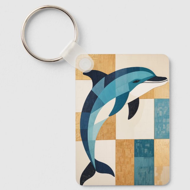 Geometric Azure Leap Key Ring (Front)