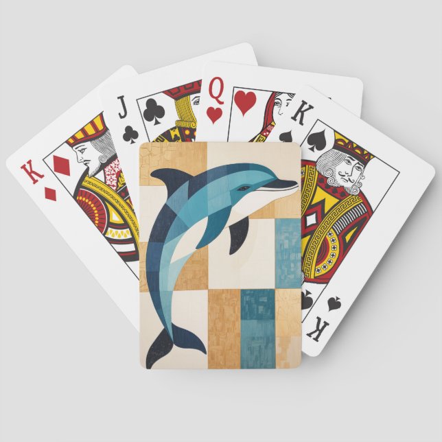 Geometric Azure Leap Playing Cards (Back)