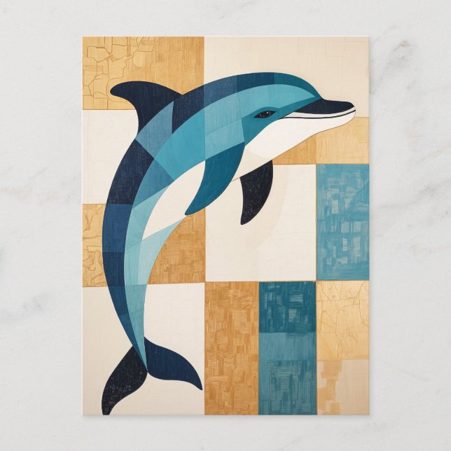 Geometric Azure Leap Postcard (Front)