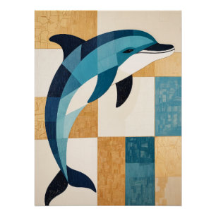 Geometric Azure Leap Poster