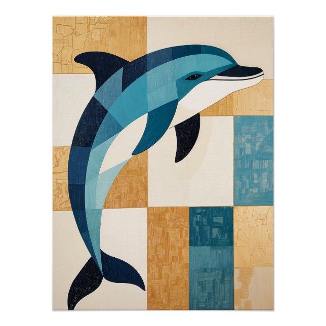 Geometric Azure Leap Poster (Front)