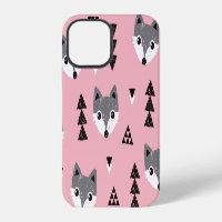 Geometric Baby Fox Woodland Pattern
