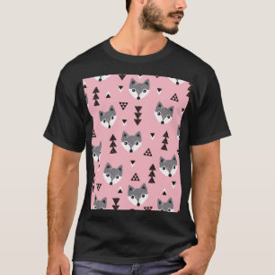 Geometric Baby Fox Woodland Pattern T-Shirt