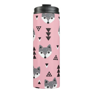 Geometric Baby Fox Woodland Pattern Thermal Tumbler