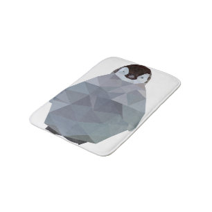 Geometric Baby Penguin Print Bath Mat