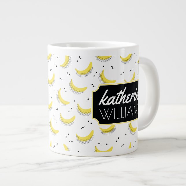 Geometric Bananas | Add Your Name Large Coffee Mug (Front Right)