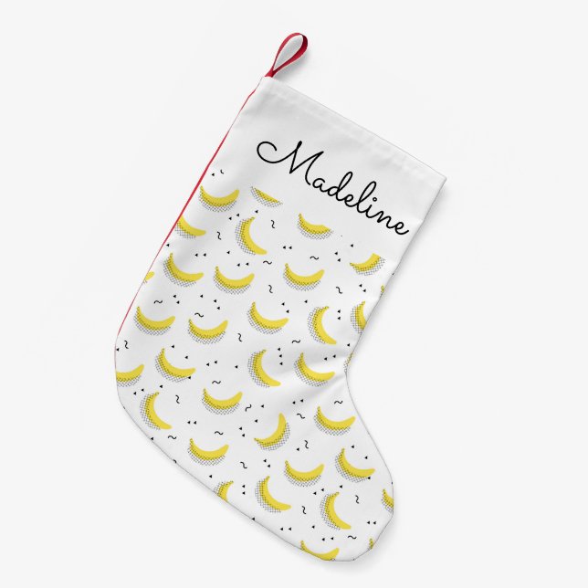 Geometric Bananas | Add Your Name Small Christmas Stocking (Front (Hanging))