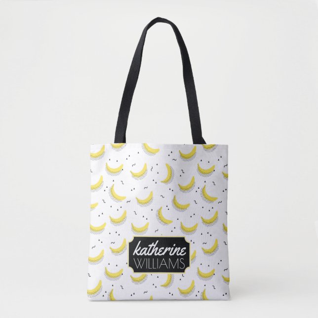 Geometric Bananas | Add Your Name Tote Bag (Front)