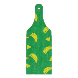 Geometric Bananas Green Yellow Pattern Cutting Board