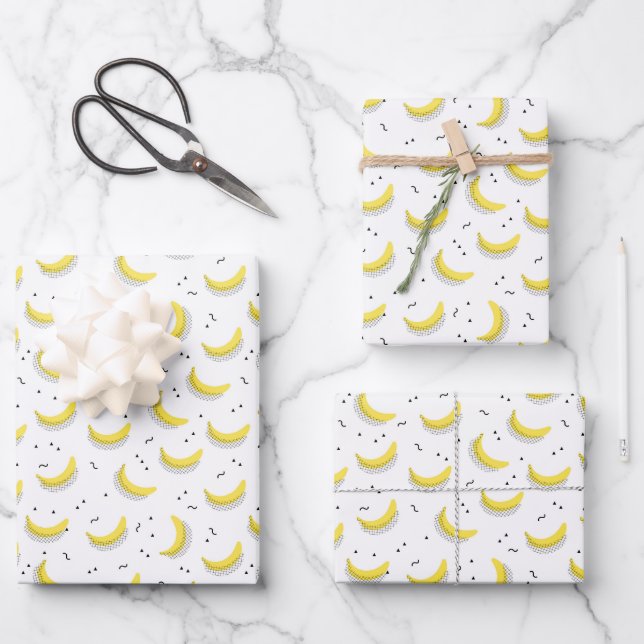 Geometric Bananas Wrapping Paper Sheet (Front)