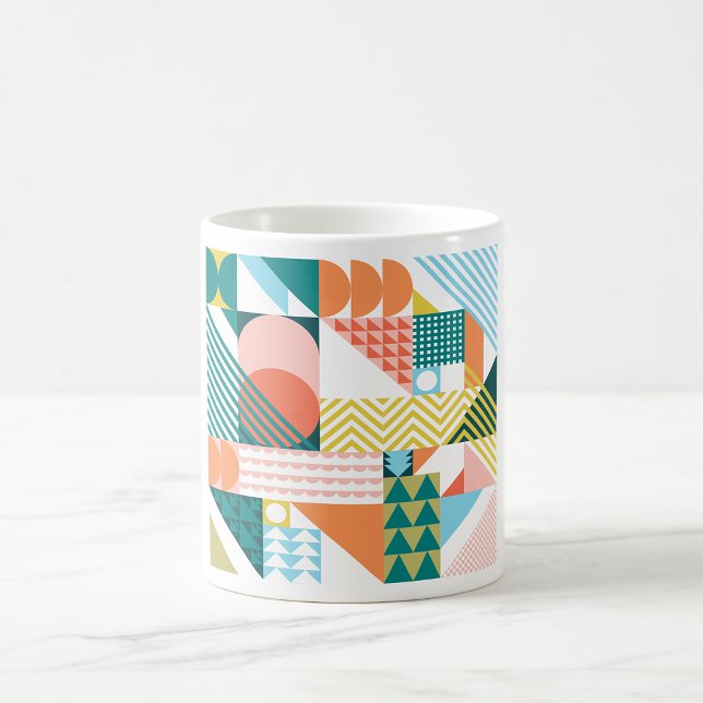 Geometric Bauhaus Pattern Scandi Mosaic Coffee Mug (Creator Uploaded)