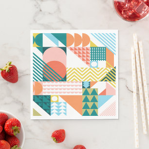Geometric Bauhaus Pattern Scandi Mosaic Napkin
