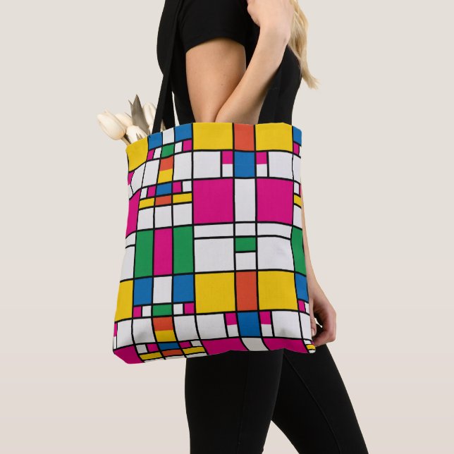 Geometric Bauhaus Pattern Tote Bag (Close Up)