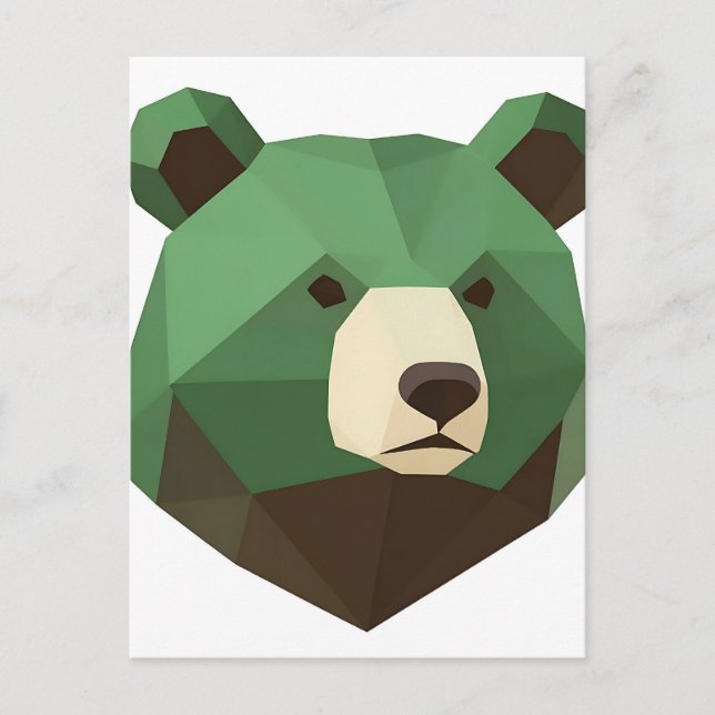 Geometric Bear Head Low Poly Postcard (Front)
