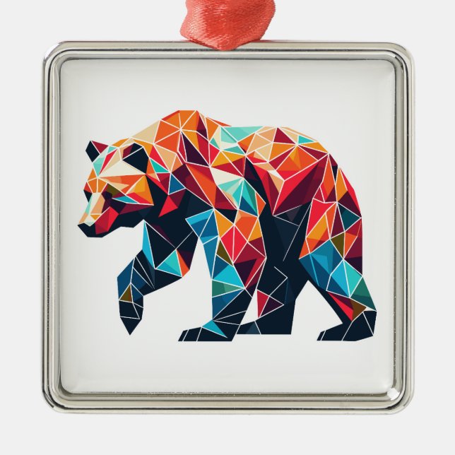 Geometric Bear Metal Ornament (Front)