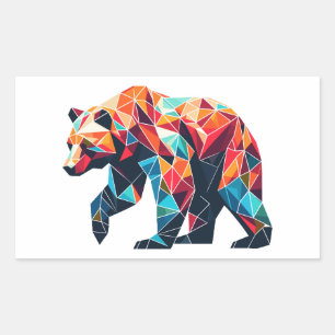 Geometric Bear Rectangular Sticker