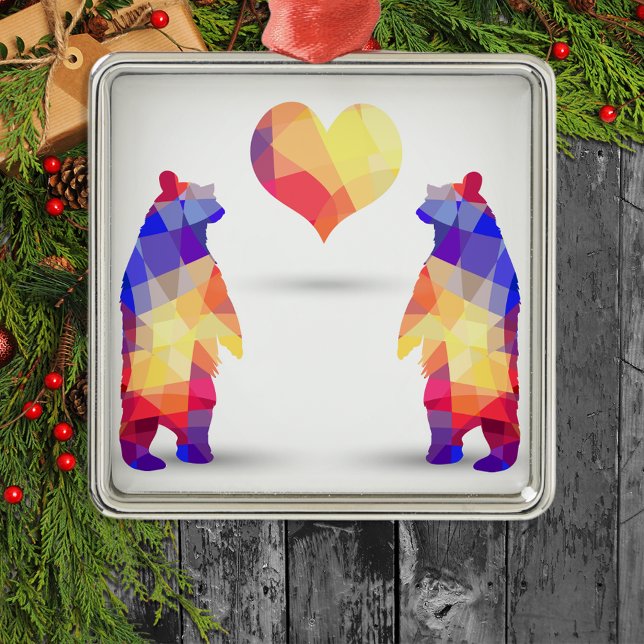 Geometric Bears Metal Ornament (Creator Uploaded)