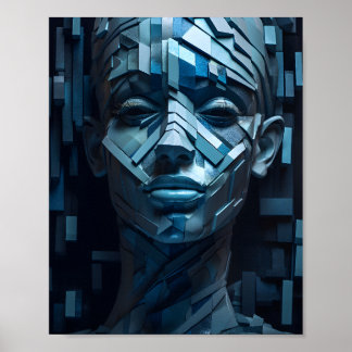 Geometric Beautiful Women Face Shape Female Girl Poster