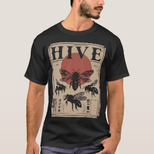 Geometric Bee Hive with Red Sun Nature and Order T-Shirt