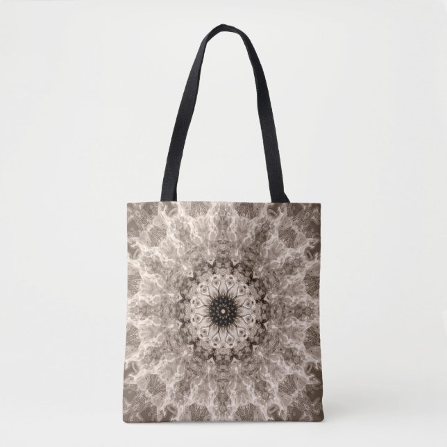 geometric, beige, brown, mandala tote bag (Front)