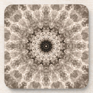 geometric, beige, brown, mandalas coaster