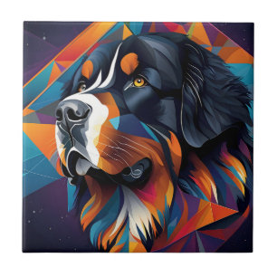 Geometric bernese mountain dog ceramic tile