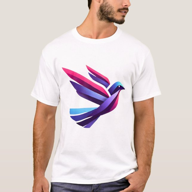 Geometric Bird Logo - Minimalist Gradient Design  T-Shirt (Front)