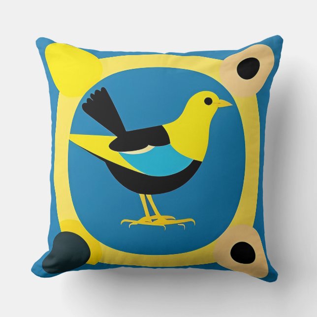 🎨 Geometric Bird Modern Abstract Decor 🌿🐦 Cushion (Front)