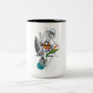 Geometric bird of paradise and monstera mug