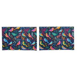 Geometric Birds Florals Colourful Pattern  Pillowcase