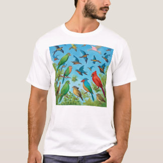 Geometric Birds – Freedom in Flight Art T-Shirt