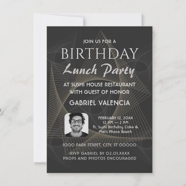 Geometric Birthday Lunch Party Invitation (Front)